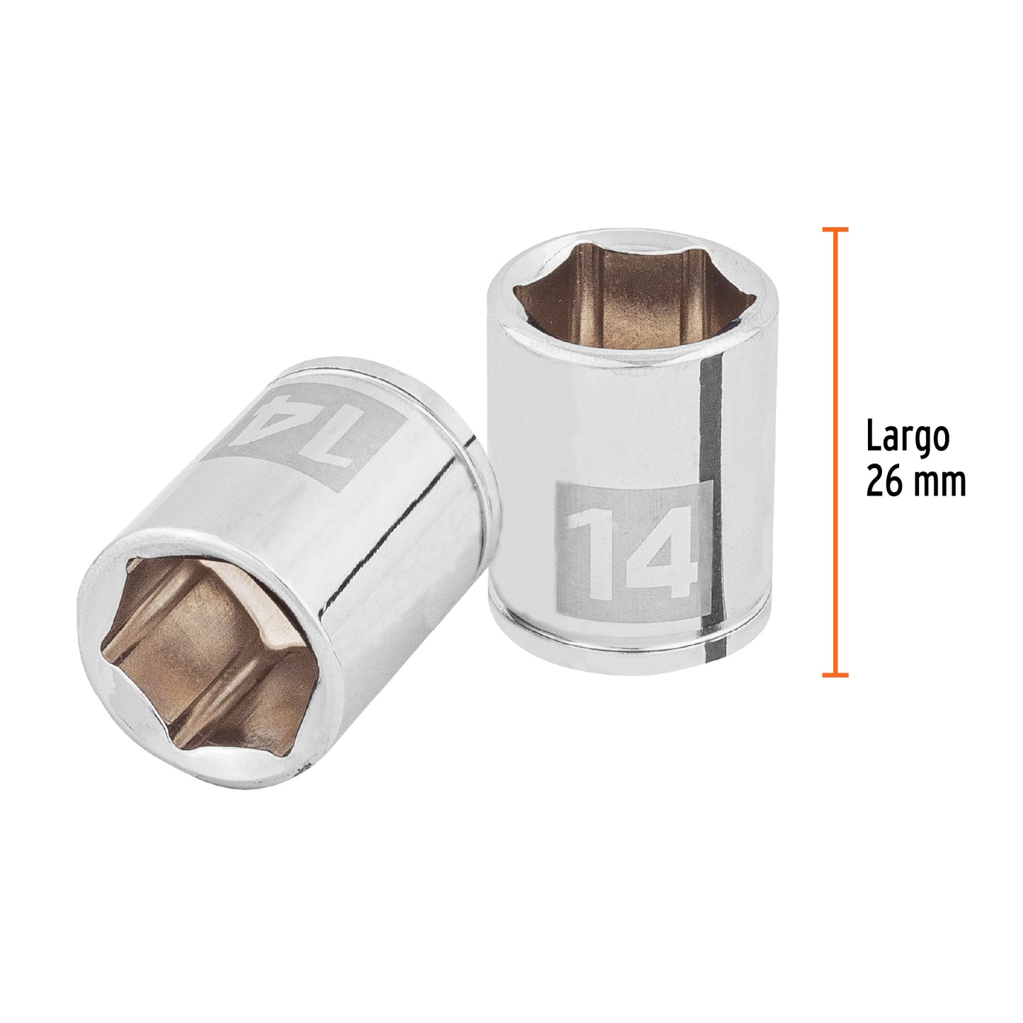 Dado de 14 mm, 6 puntas, cuadro 1/4", Truper