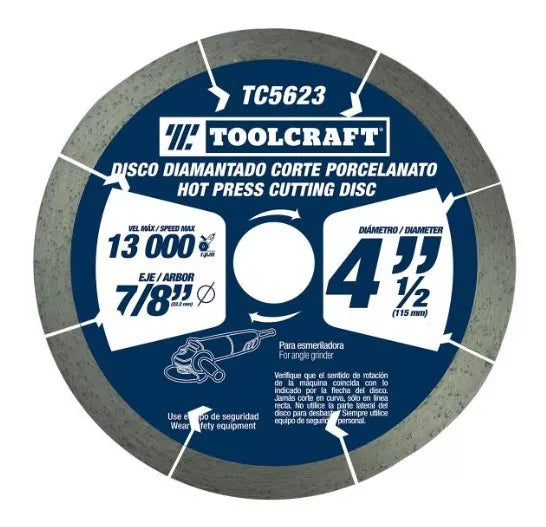 Disco Diamantado "Corte Porcelanato" de 4-1/2" TOOLCRAFT