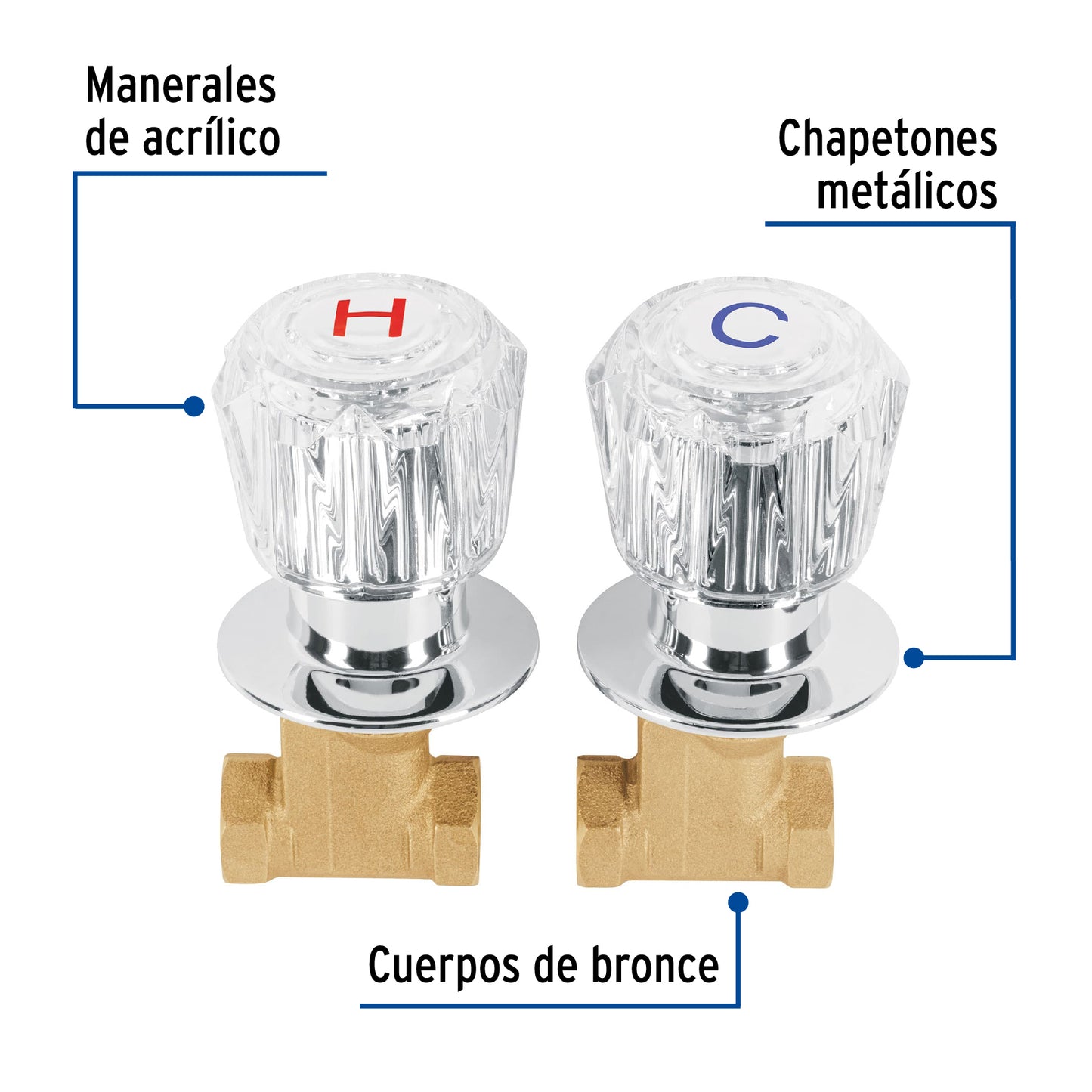 Llave para ducha con maneral acrilico de 1/2" FOSET