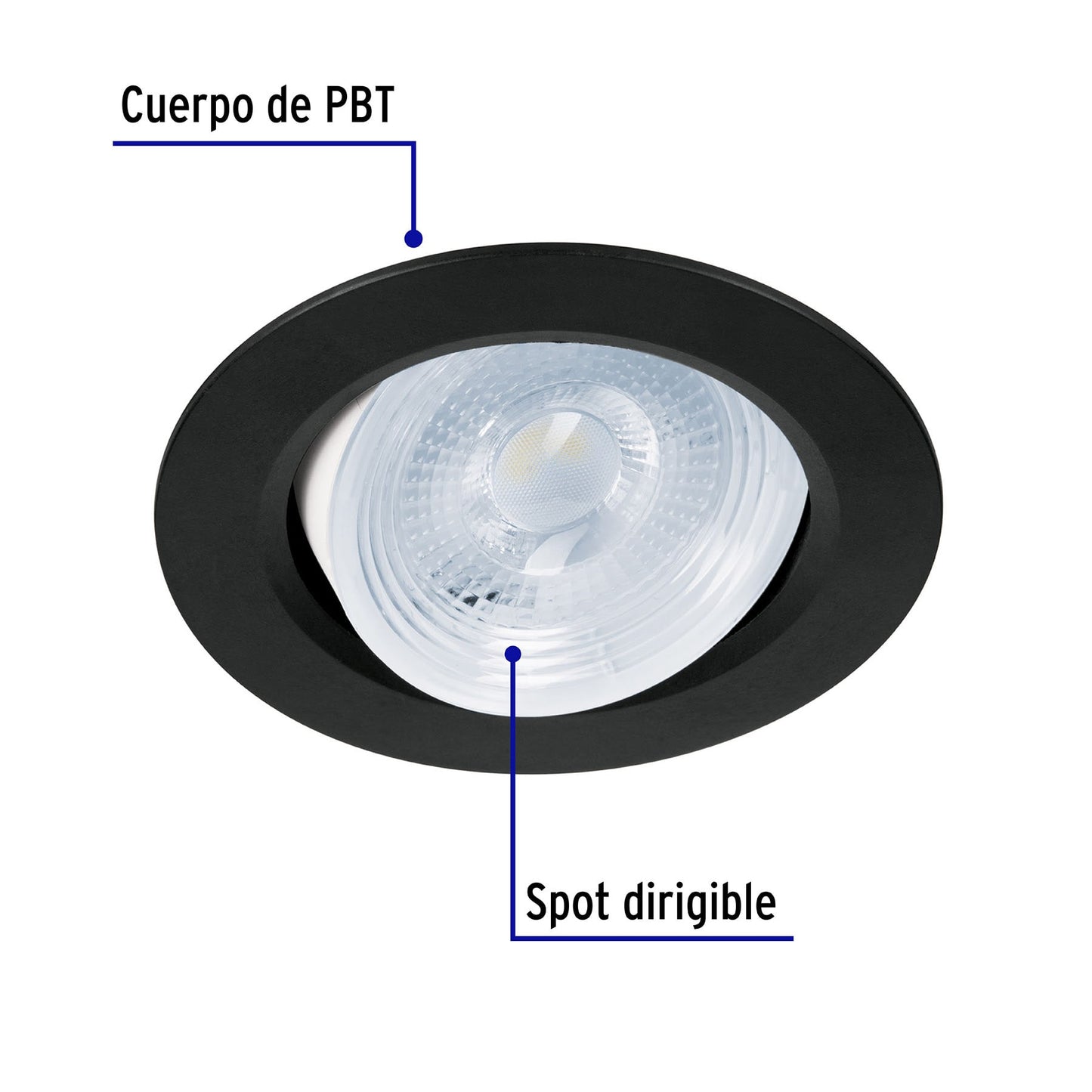 Luminario De Led 5 W Empotrar Redondo Negro Spot Dirigible
