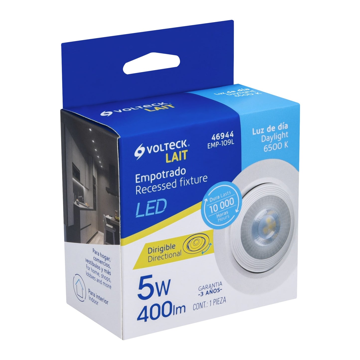 Luminario De Led 5 W Empotrar Redondo Blanco Spot Dirigible