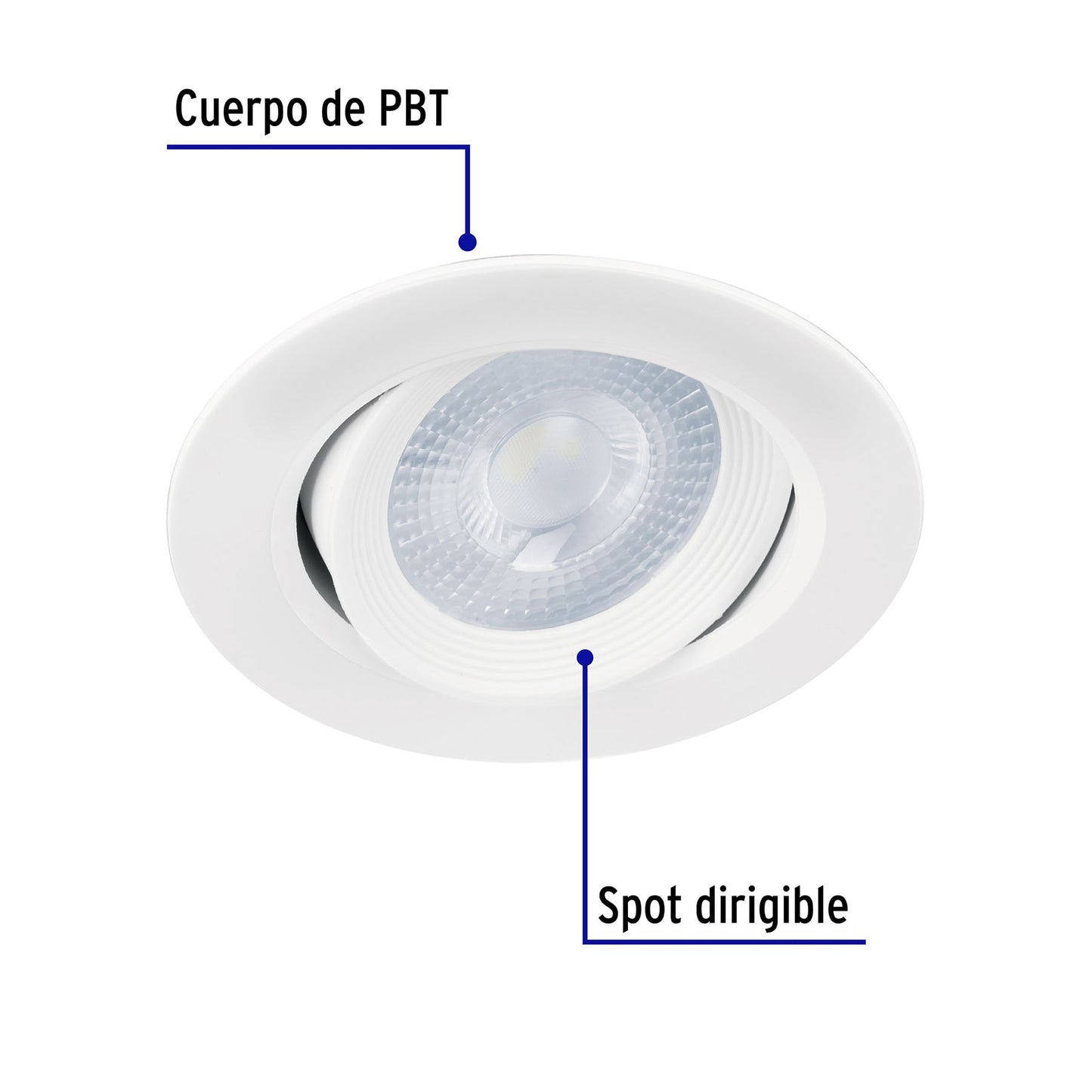 Luminario De Led 5 W Empotrar Redondo Blanco Spot Dirigible
