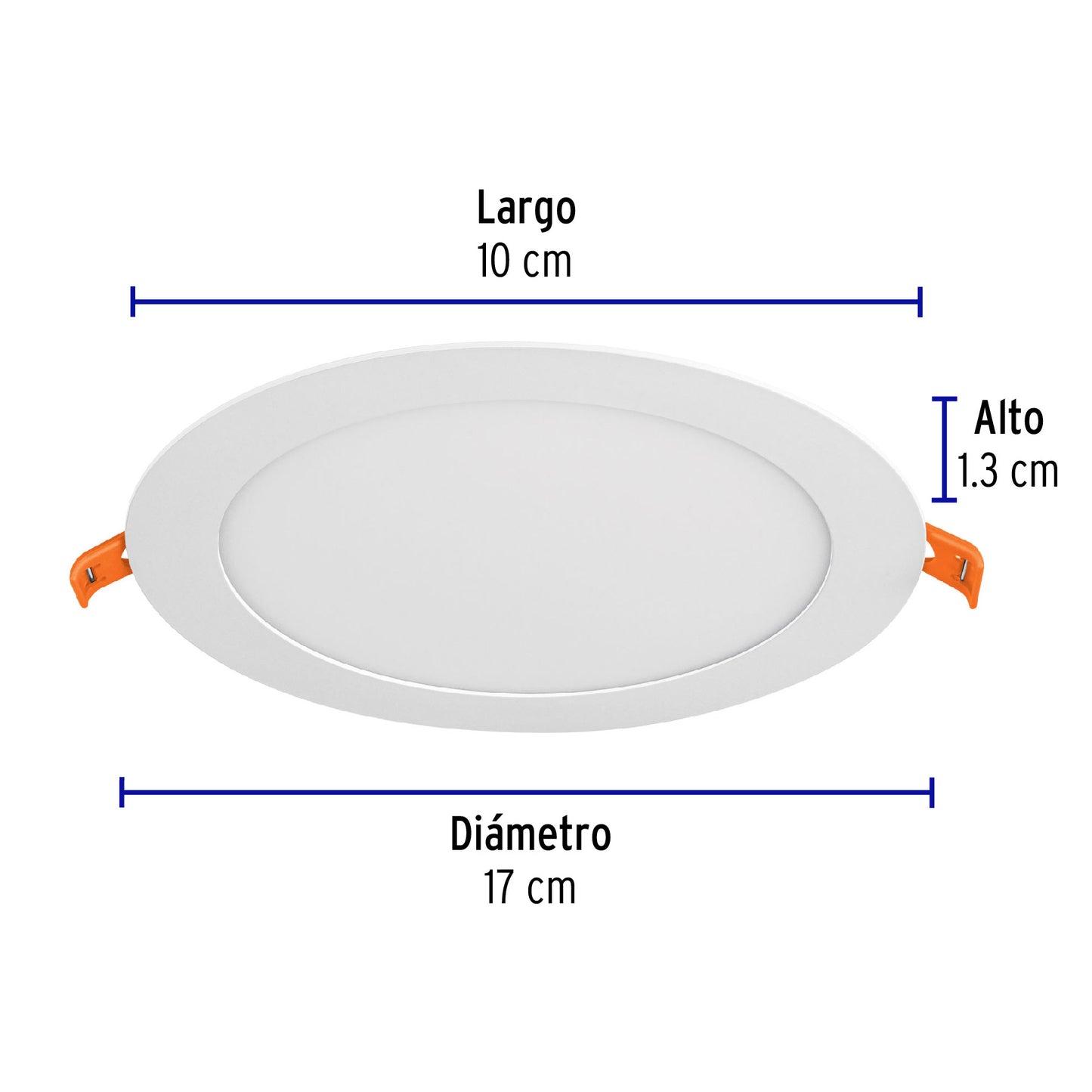 Luminario ultradelgado redondo p/empotrar 12W, luz de día, Volteck