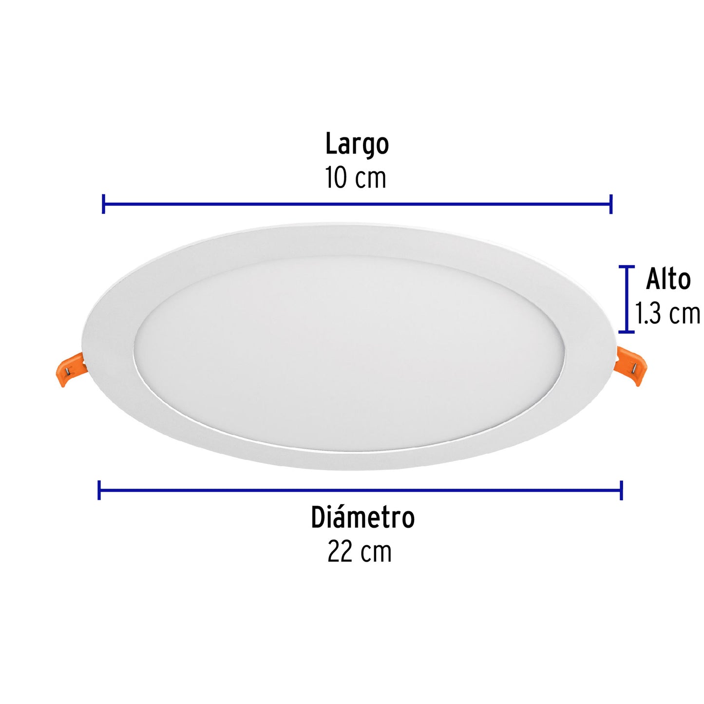 Luminario ultradelgado redondo p/empotrar 18W, luz de día