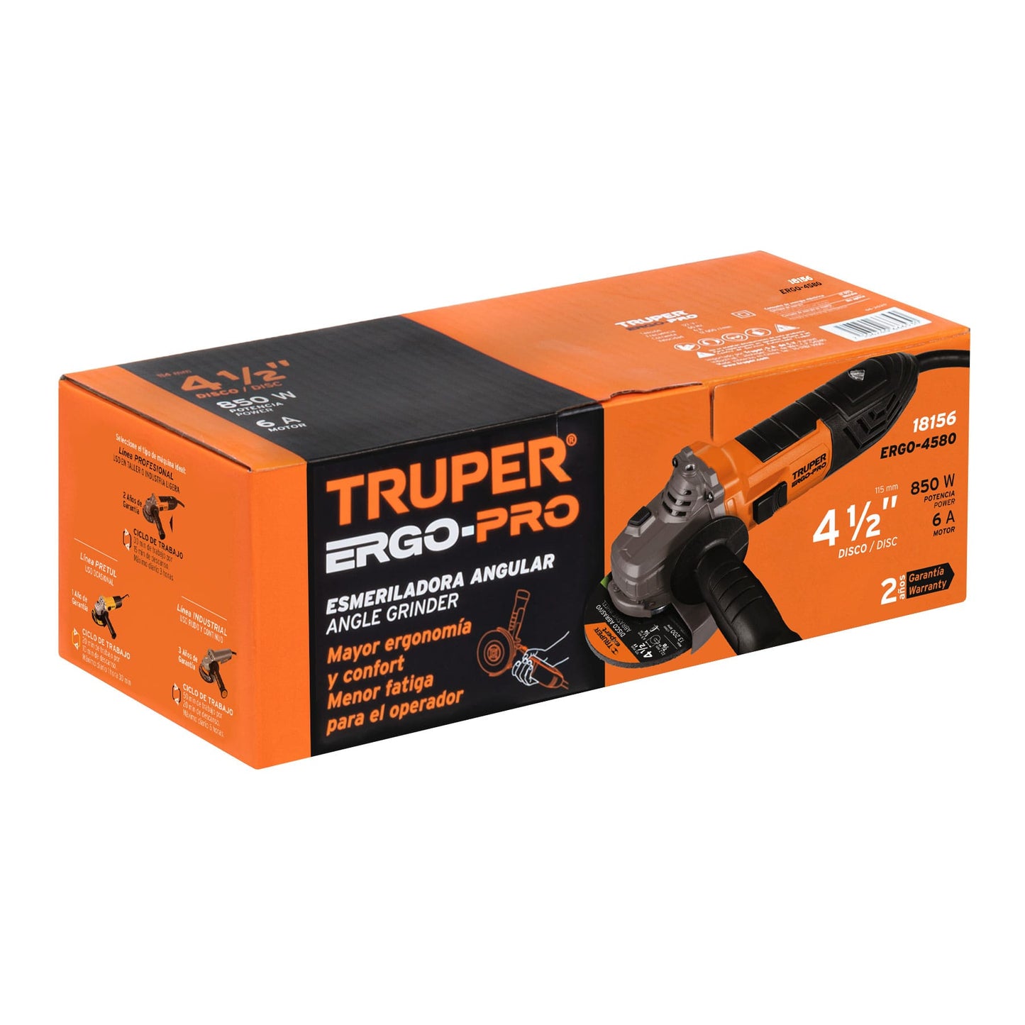 Esmeriladora angular 4-1/2" 850 W, ERGO-PRO, Truper