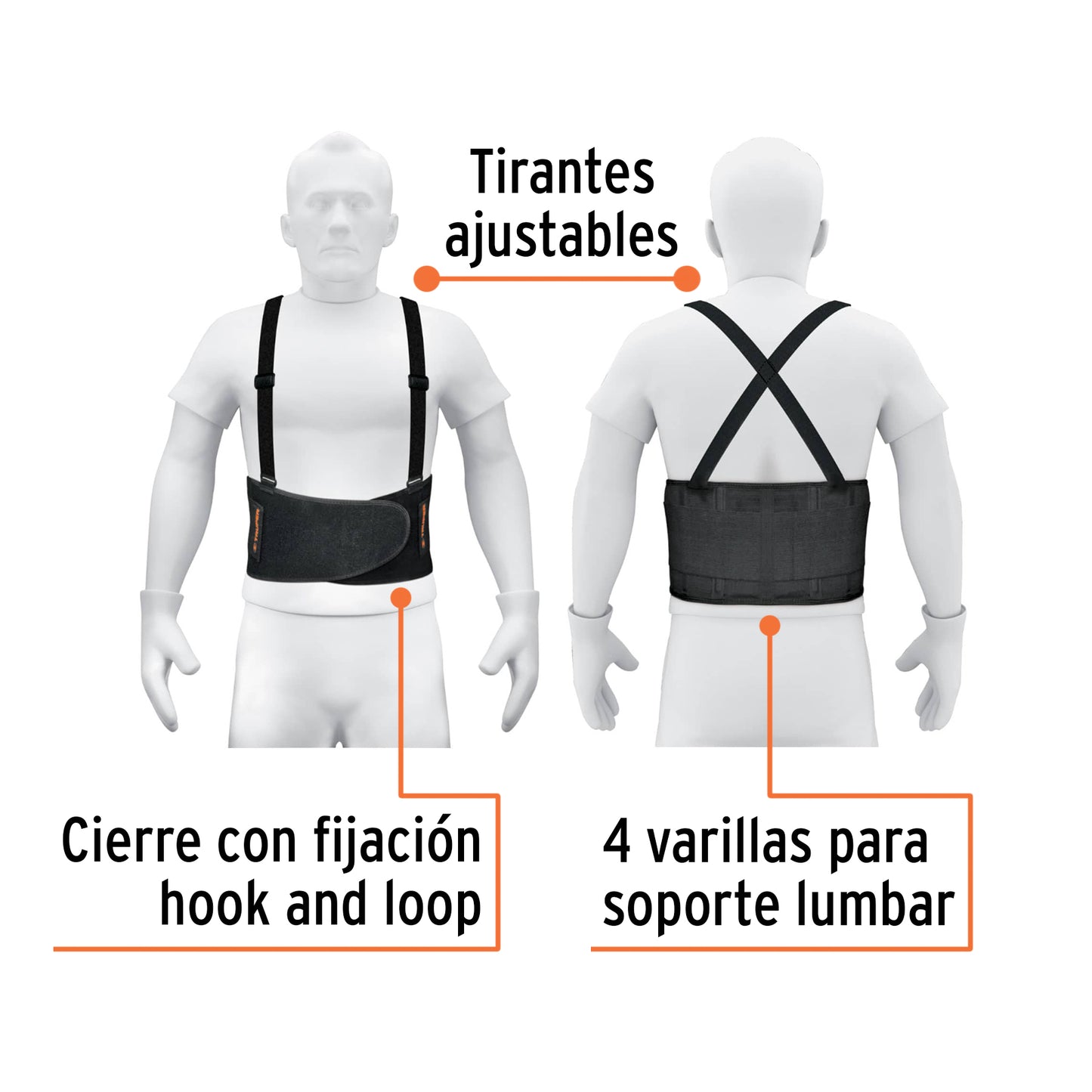 Faja lumbar con tirantes ajustables, talla mediana TRUPER