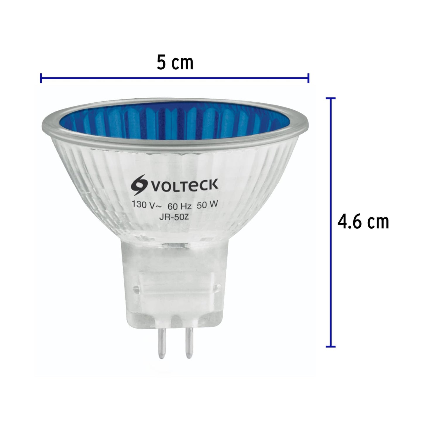 Lámpara De Halógeno Azul 50 W Tipo Mr16 En Caja, Volteck
