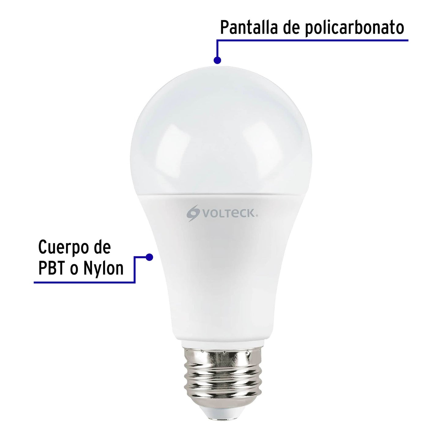 Lámpara Led Tipo Bulbo A19 14 W Luz De Día, Caja, Volteck
