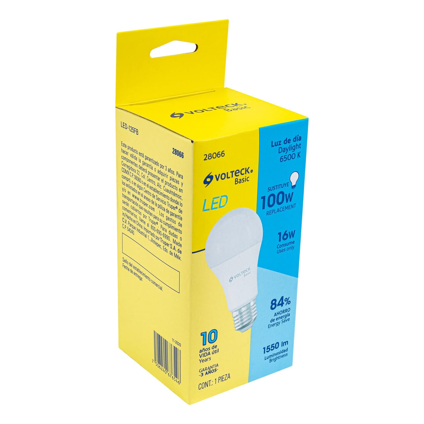 Lámpara Led Tipo Bulbo A19 16 W Luz De Día, Caja, Volteck