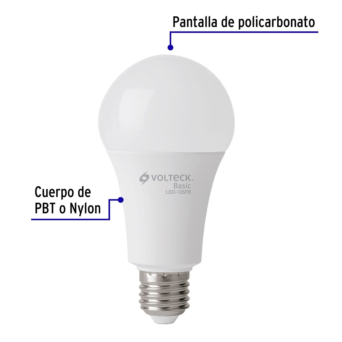 Lámpara Led Tipo Bulbo A19 16 W Luz De Día, Caja, Volteck