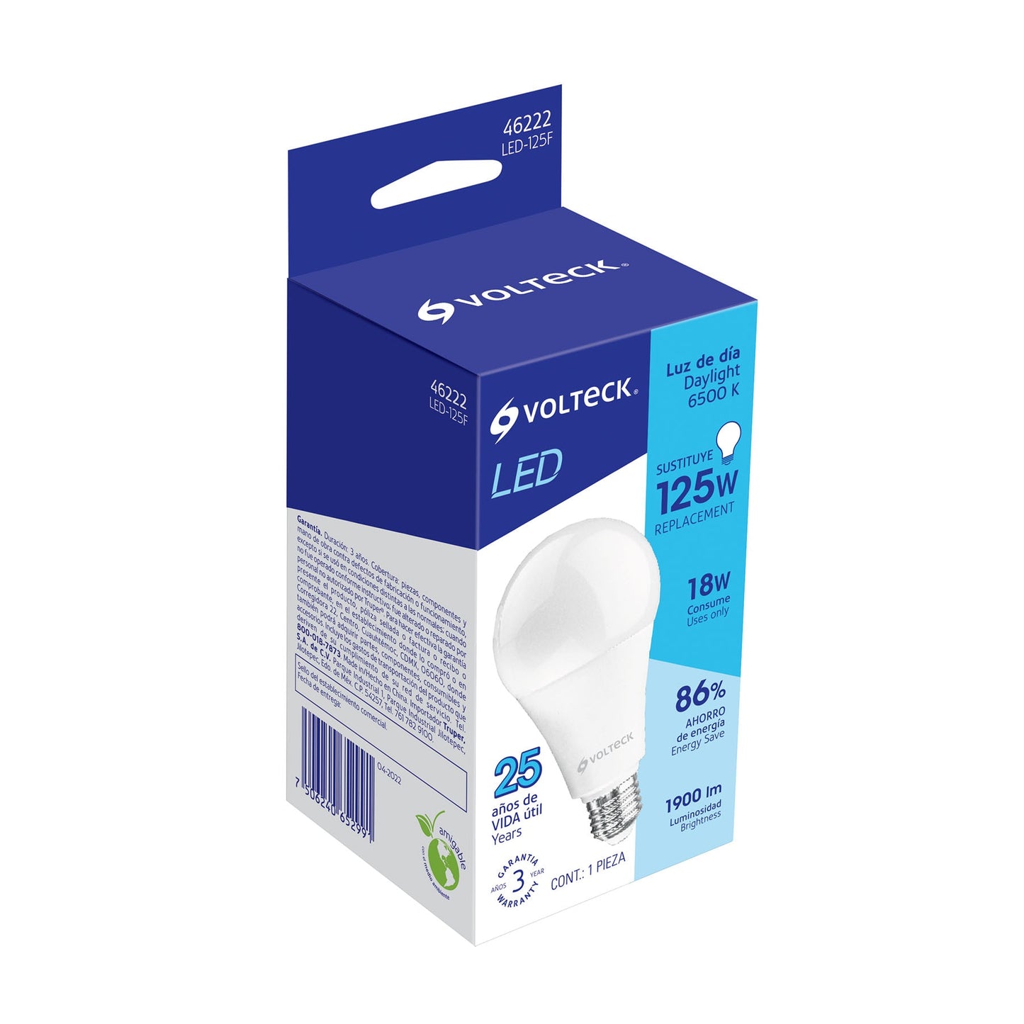Lámpara Led Tipo Bulbo A19 18 W Luz De Día, Caja, Volteck