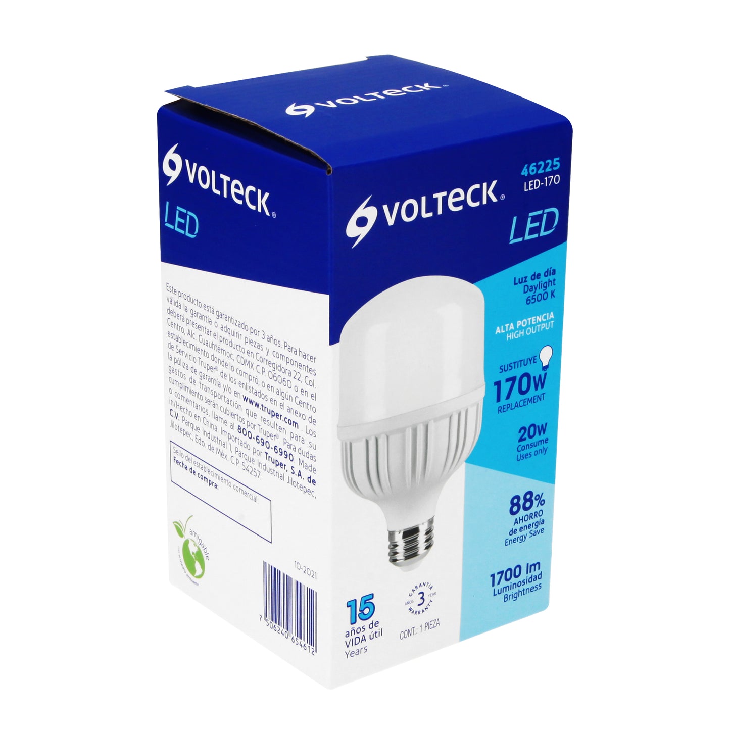 Lámpara de LED alta potencia 20 W luz de día, caja, Volteck