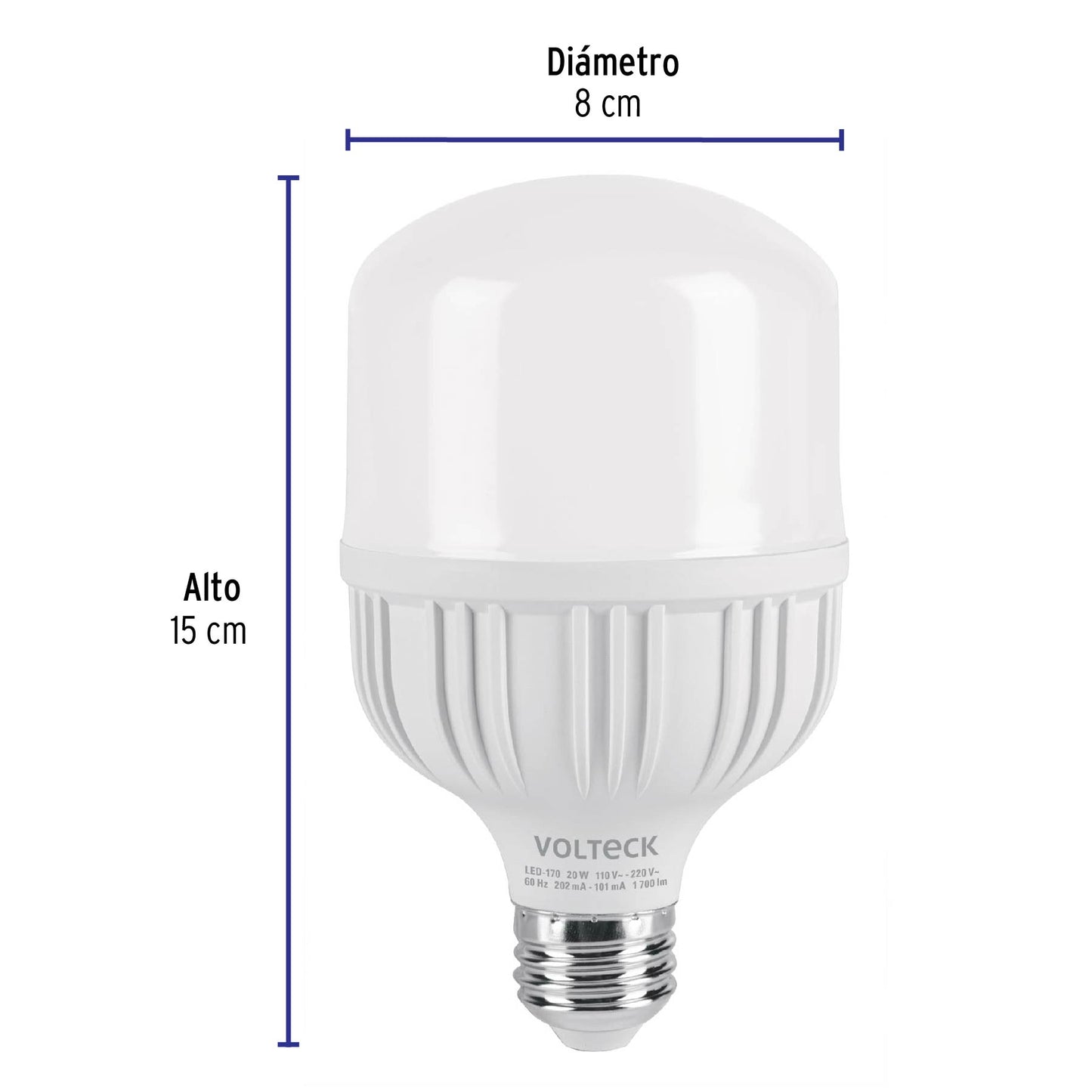 Lámpara de LED alta potencia 20 W luz de día, caja, Volteck