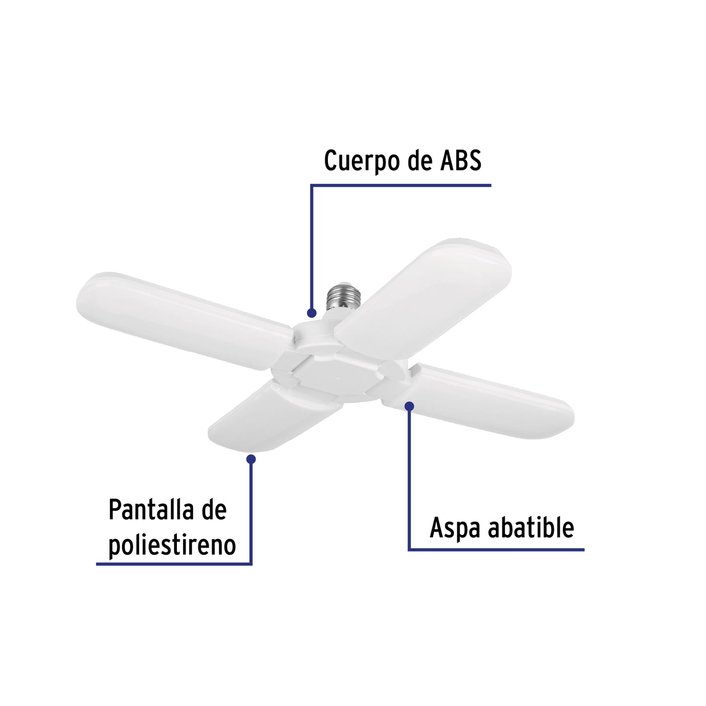 Lámpara Led 32w Tipo Ventilador, 4 Aspas Ajustables, Volteck