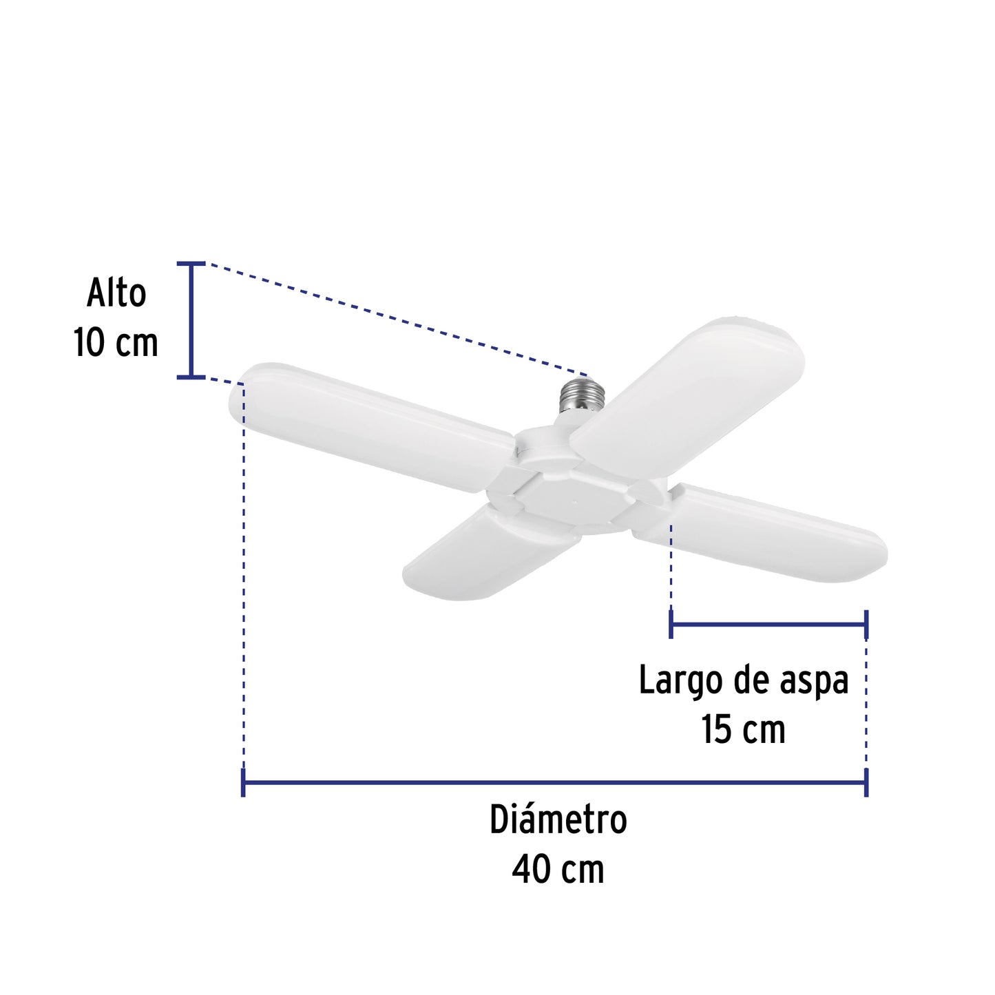 Lámpara Led 32w Tipo Ventilador, 4 Aspas Ajustables, Volteck