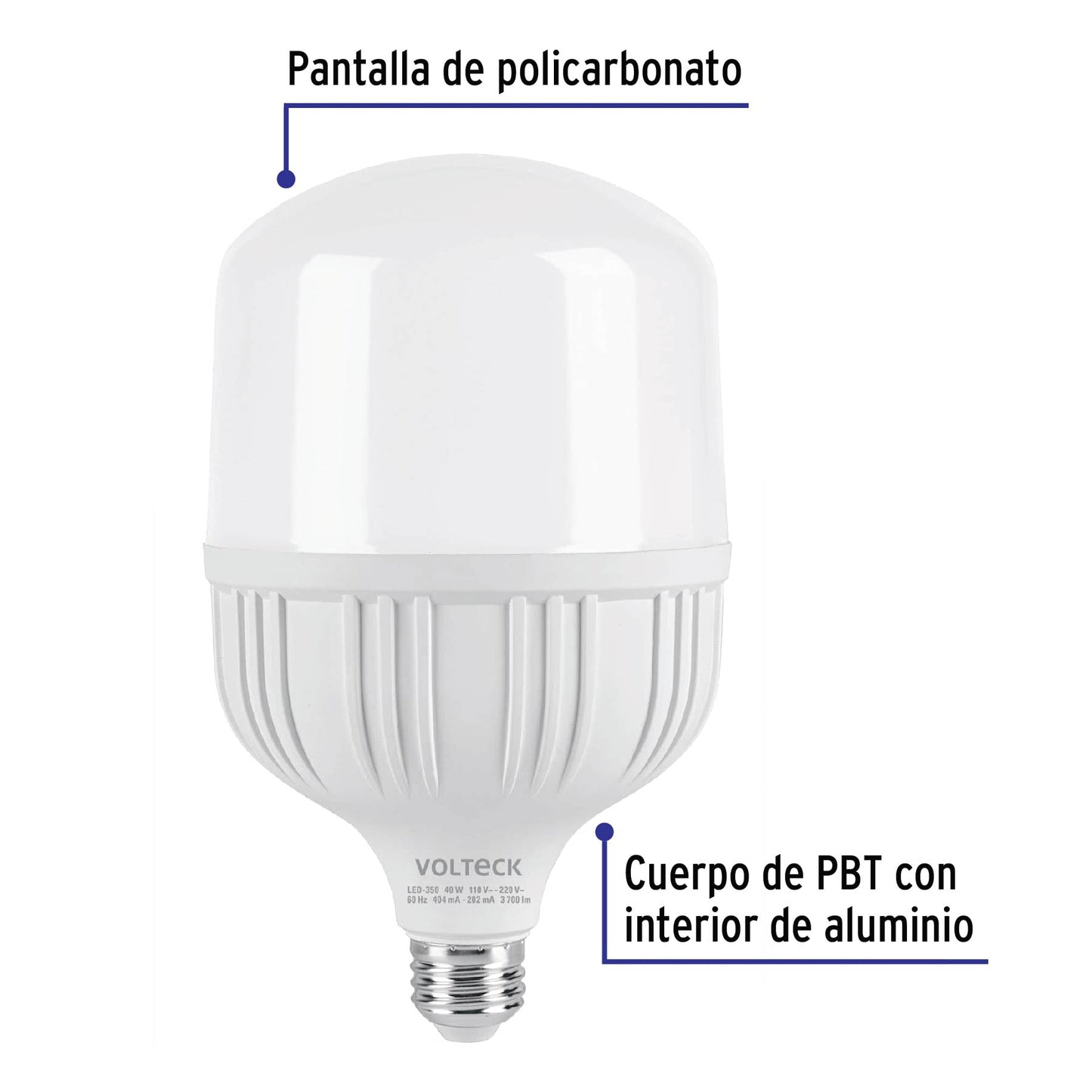 Lámpara de LED alta potencia 40 W luz de día, caja, Volteck