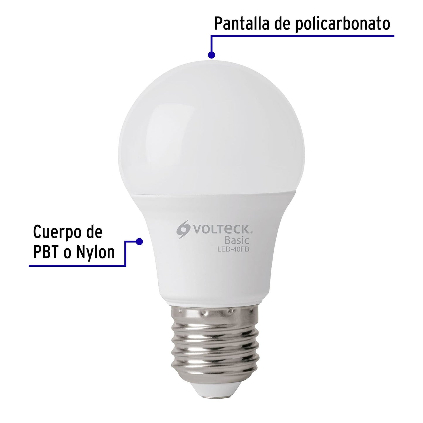 Lámpara de LED tipo bulbo A19 6 W, luz de día, caja, Basic VOLTECK