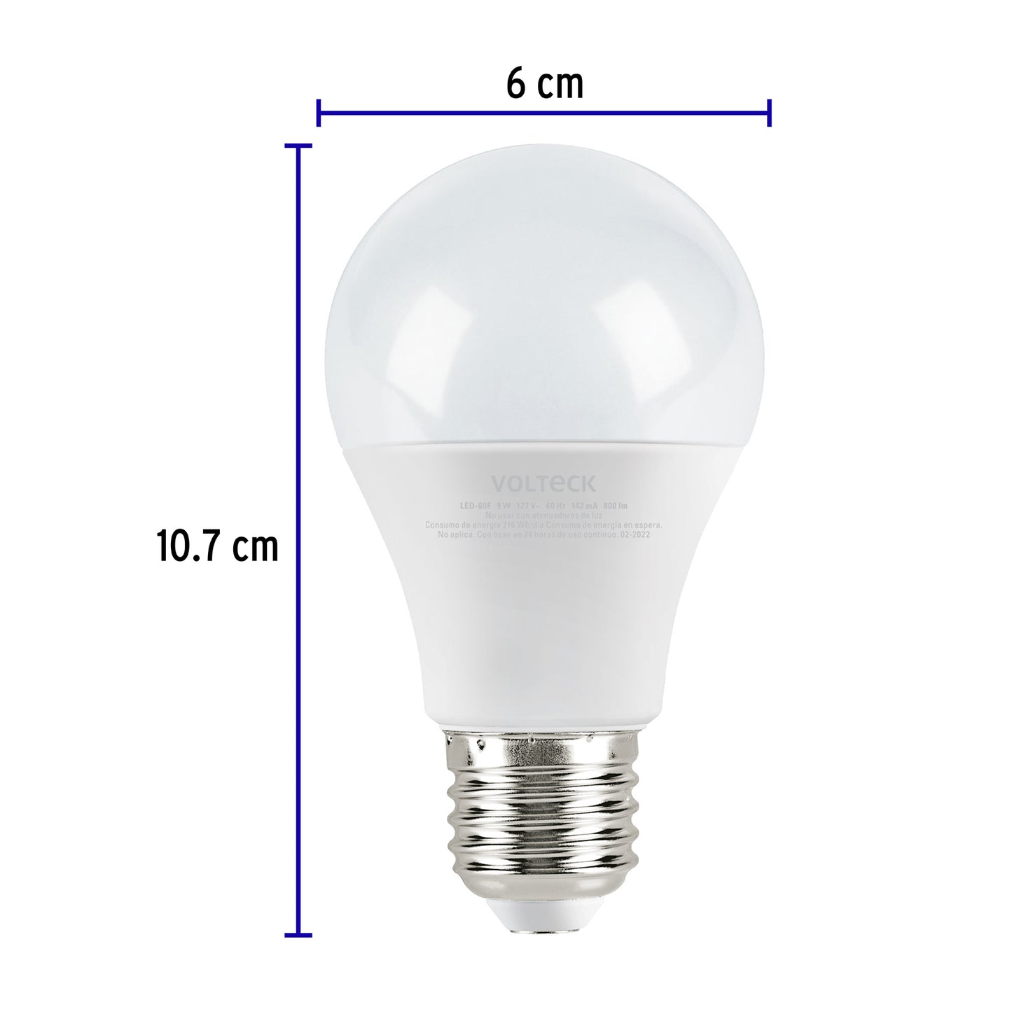 Lámpara Led Tipo Bulbo A19 9 W Luz De Día, Blíster, Volteck