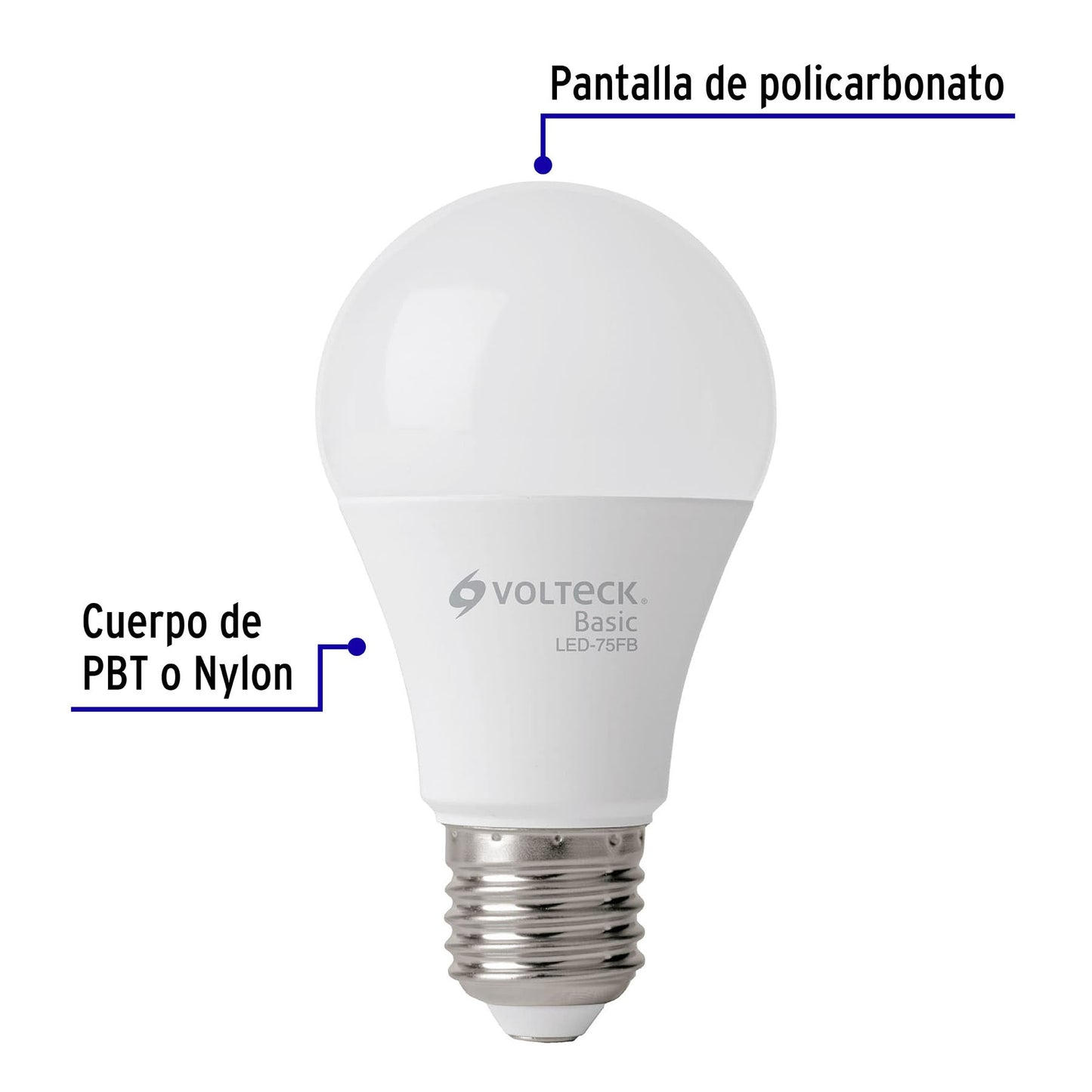 Lámpara Led Tipo Bulbo A19 10 W Luz De Día, Caja, Volteck