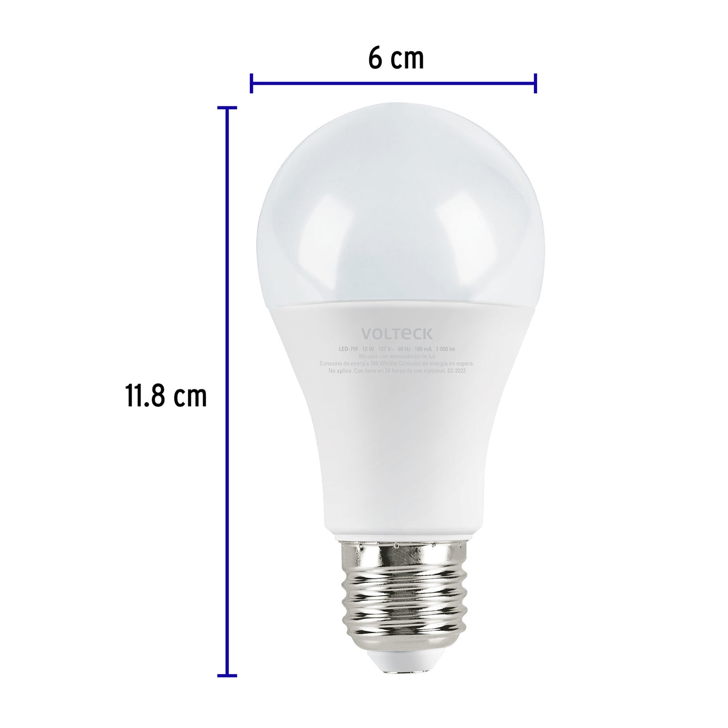 Lámpara Led Tipo Bulbo A19 12 W Luz De Día, Blíster, Volteck