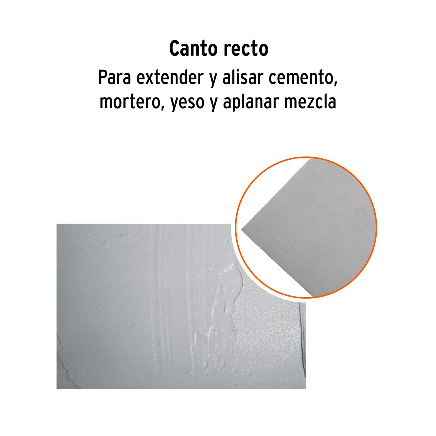 Llana 11" canto recto, 6 remaches, mgo plástico, Truper