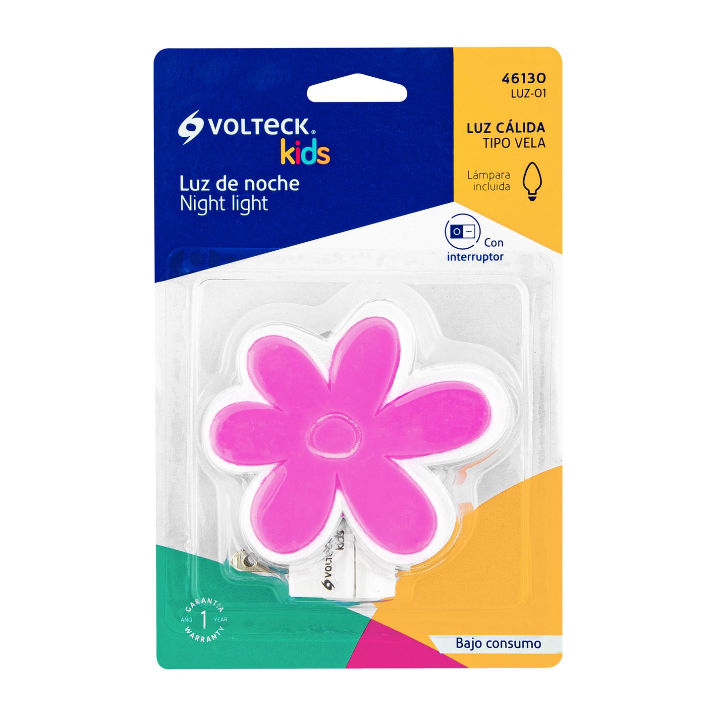 Luz De Noche Con Lámpara E12, Flor, Volteck