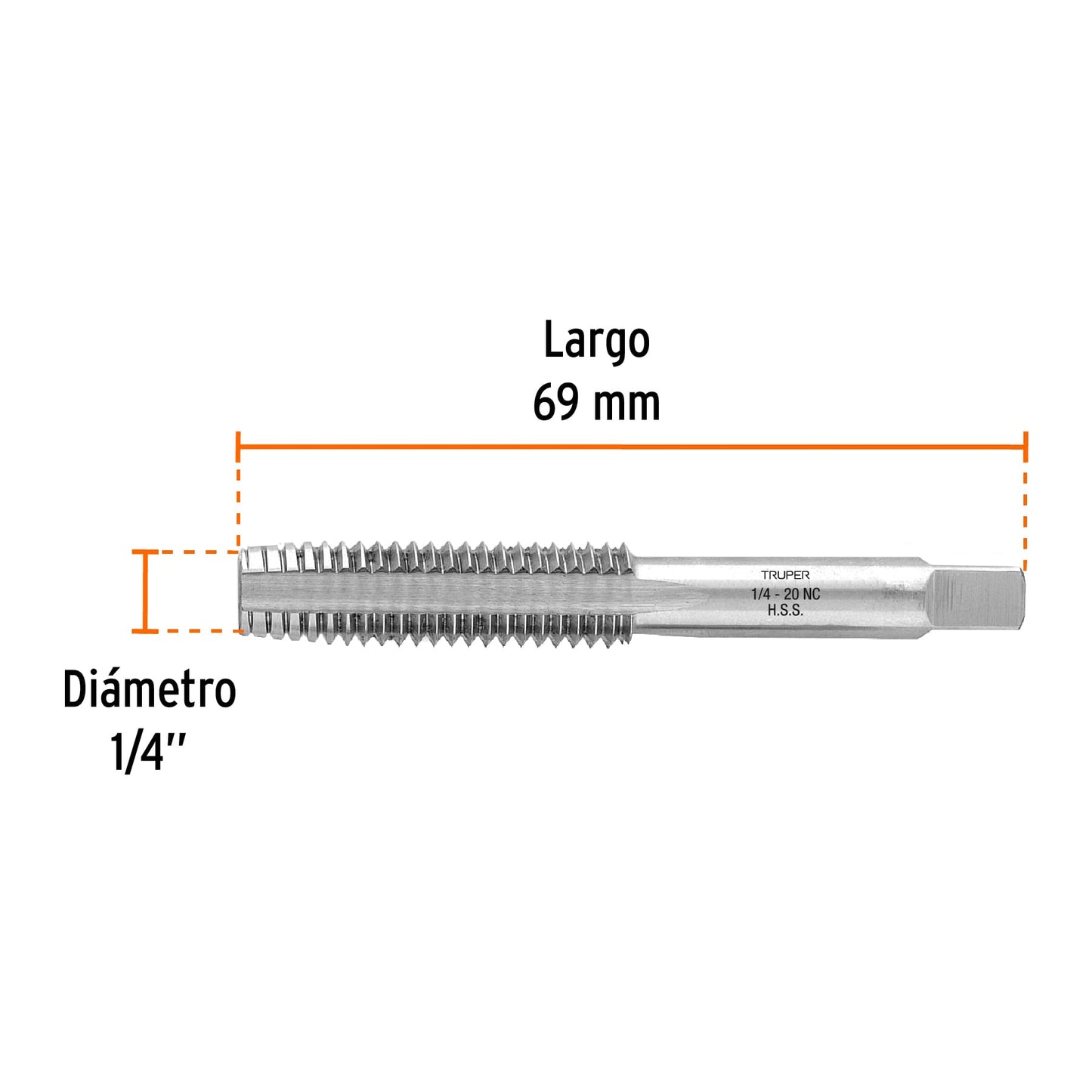 Machuelo semicónico 1/4" x 20 cuerda gruesa, Truper