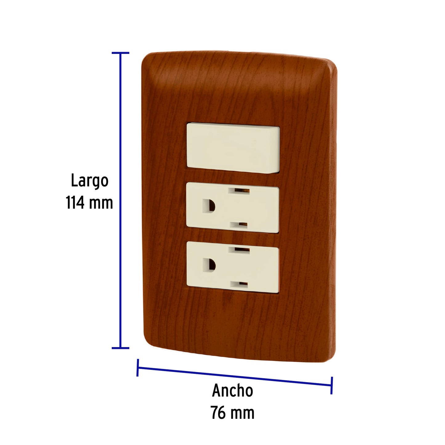 Placa armada 2 contactos e interruptor,madera,línea Italiana