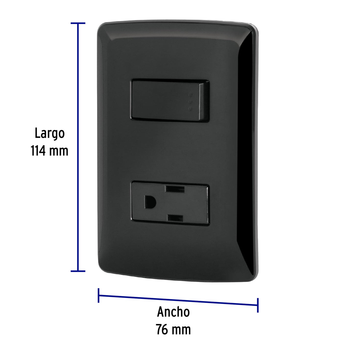 Placa Armada Contacto E Interruptor, Negro, Línea Italiana