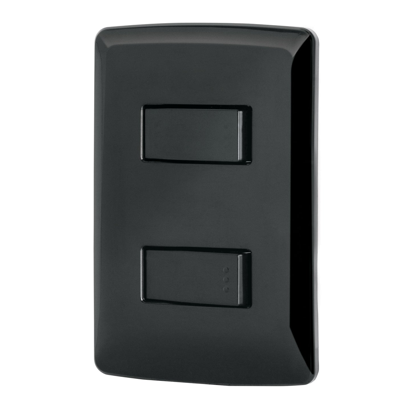 Placa Armada 1 Interruptor 1 Escalera, Negro, Línea Italiana