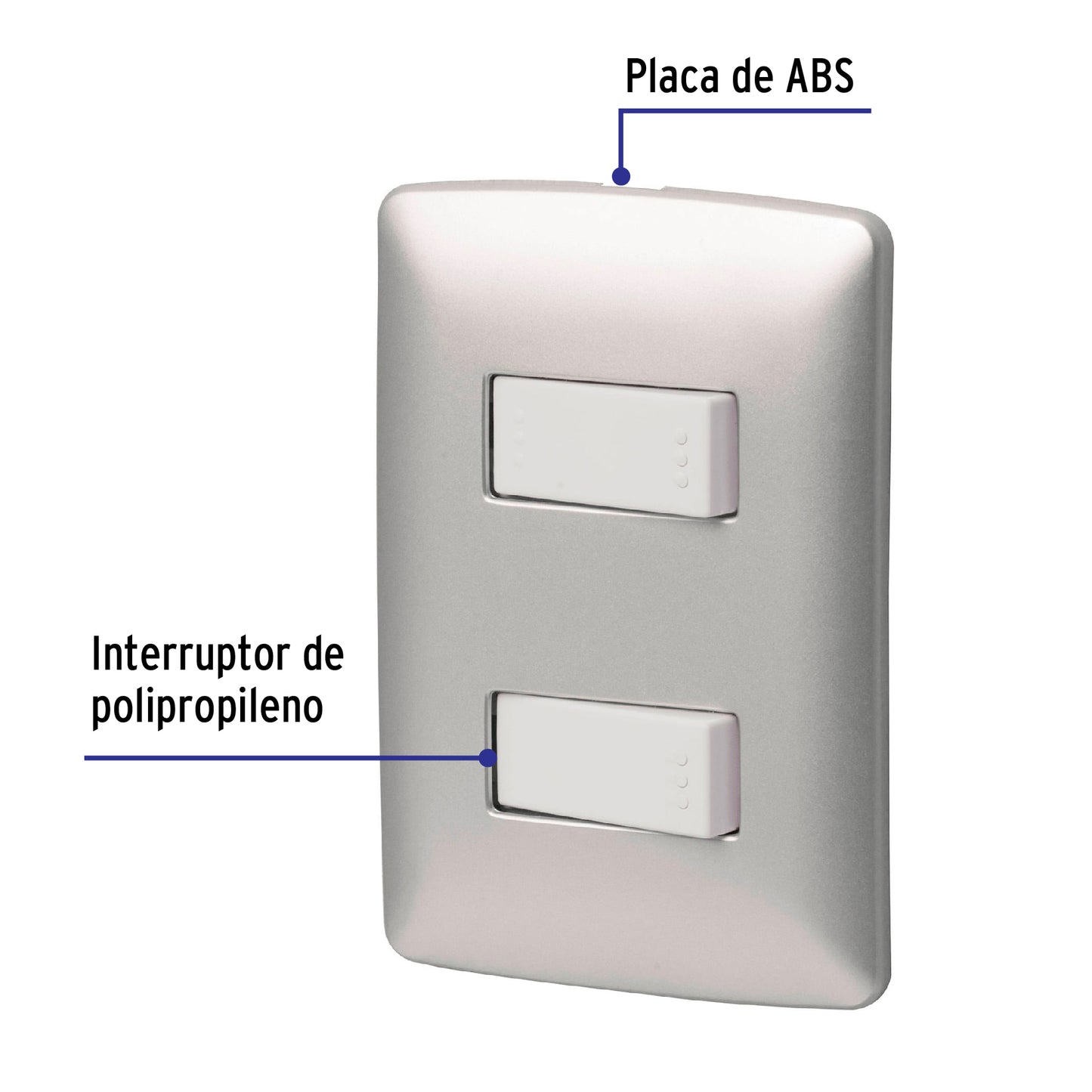 Placa Armada 1 Interruptor 1 Escalera, Plata, Línea Italiana