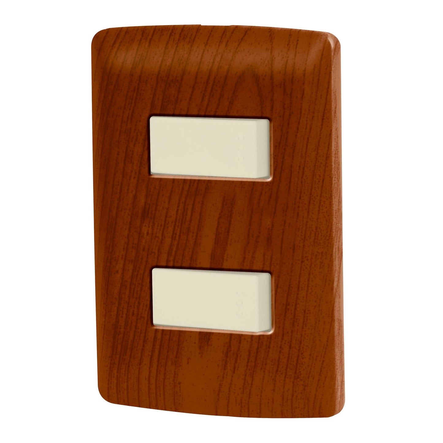 Placa Armada 2 Interruptores Sencillos,Madera,Línea Italiana