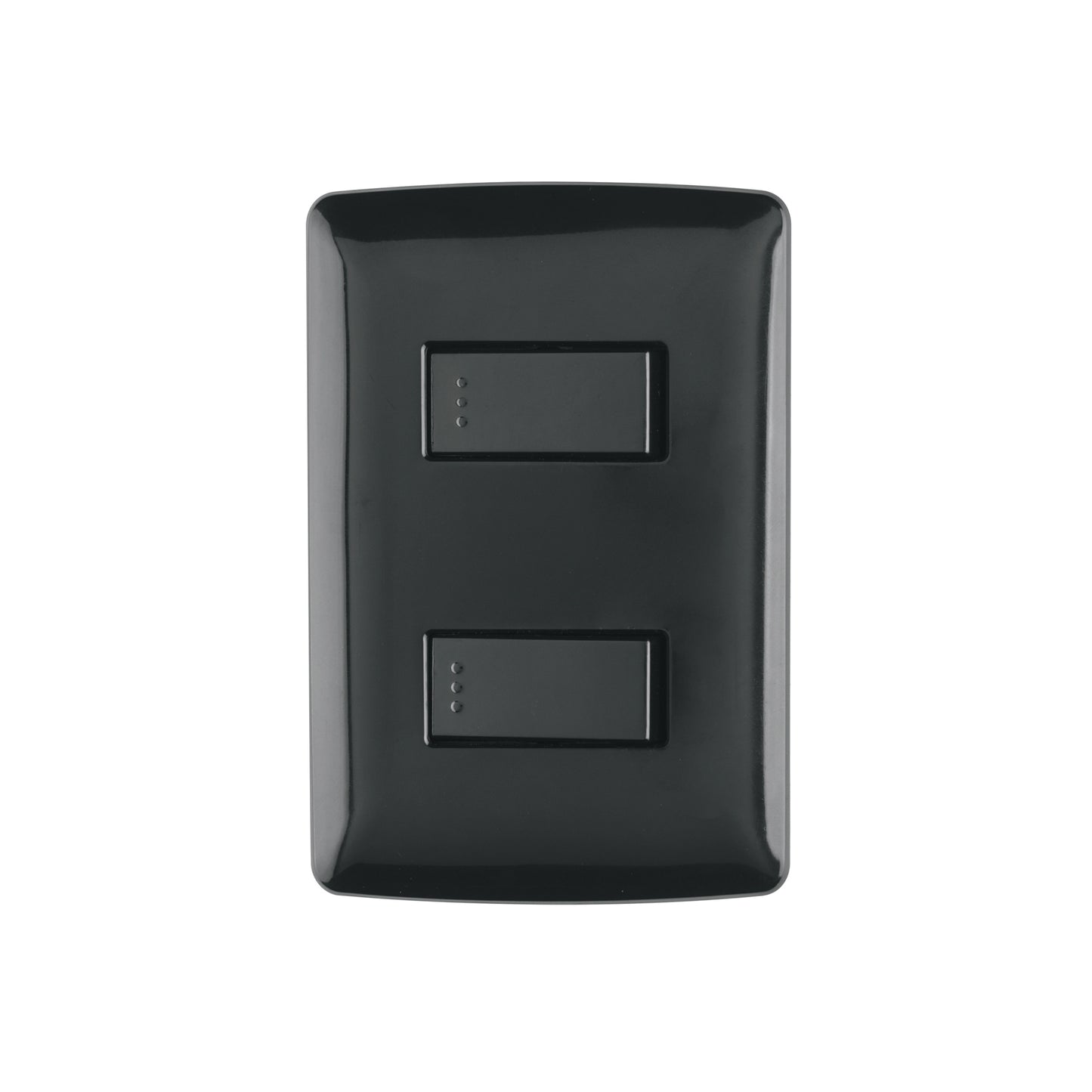 Placa Armada, 2 Interruptores Sencillos,Negro,Línea Italiana