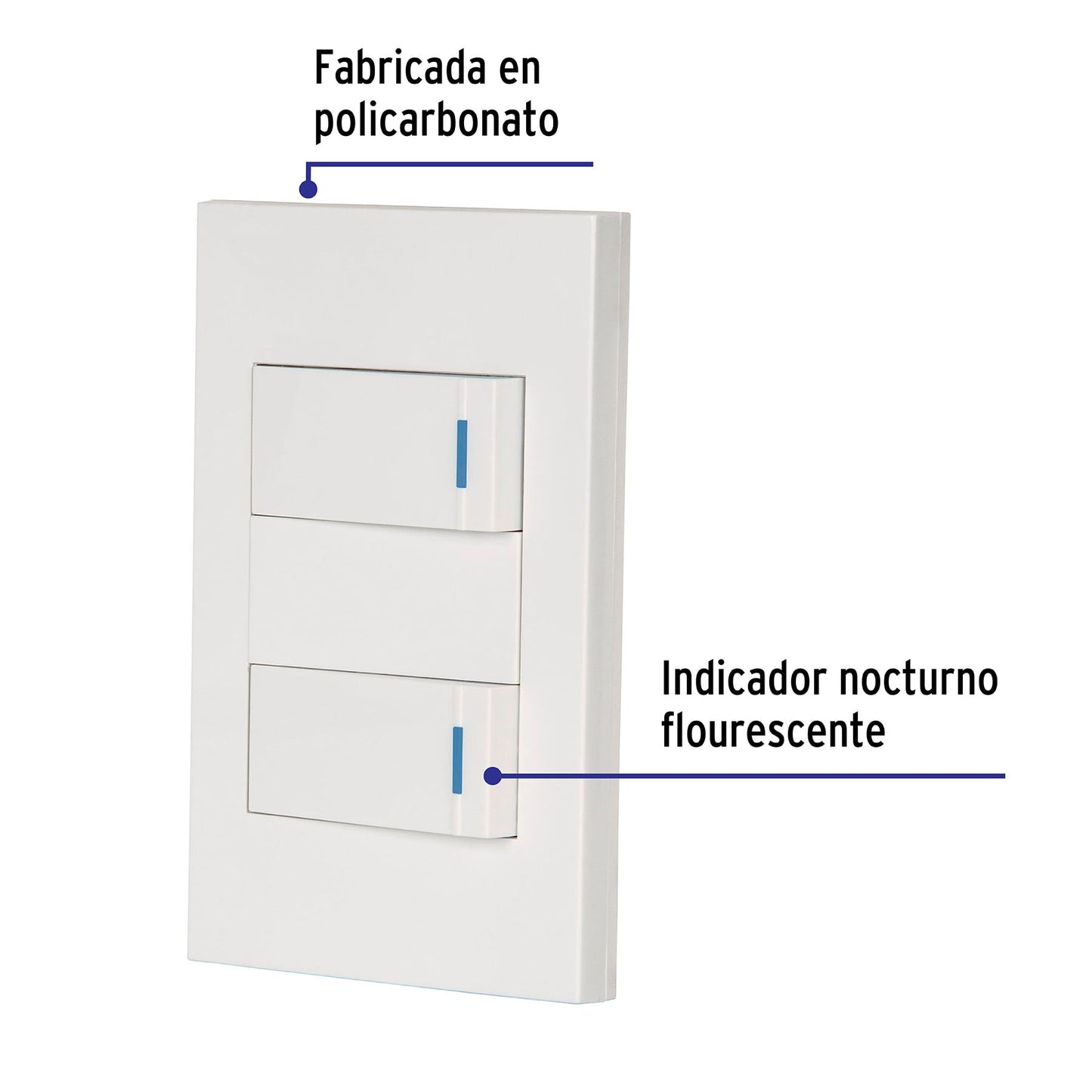 Placa Armada 2 Interruptores, 1 Módulo, Española, Blanco