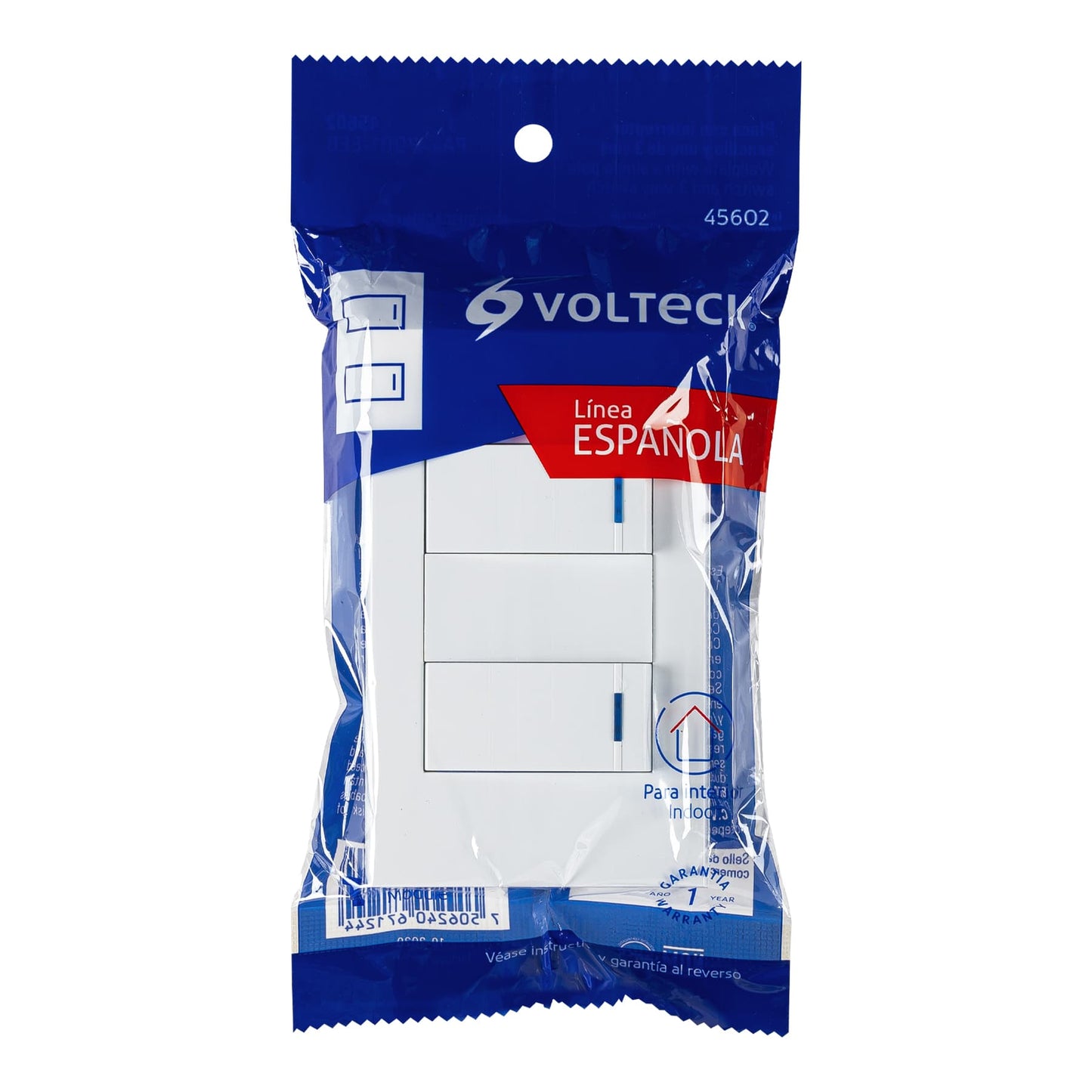 Placa Armada 1 Interruptor, 1 de 3 vías Española, Blanco