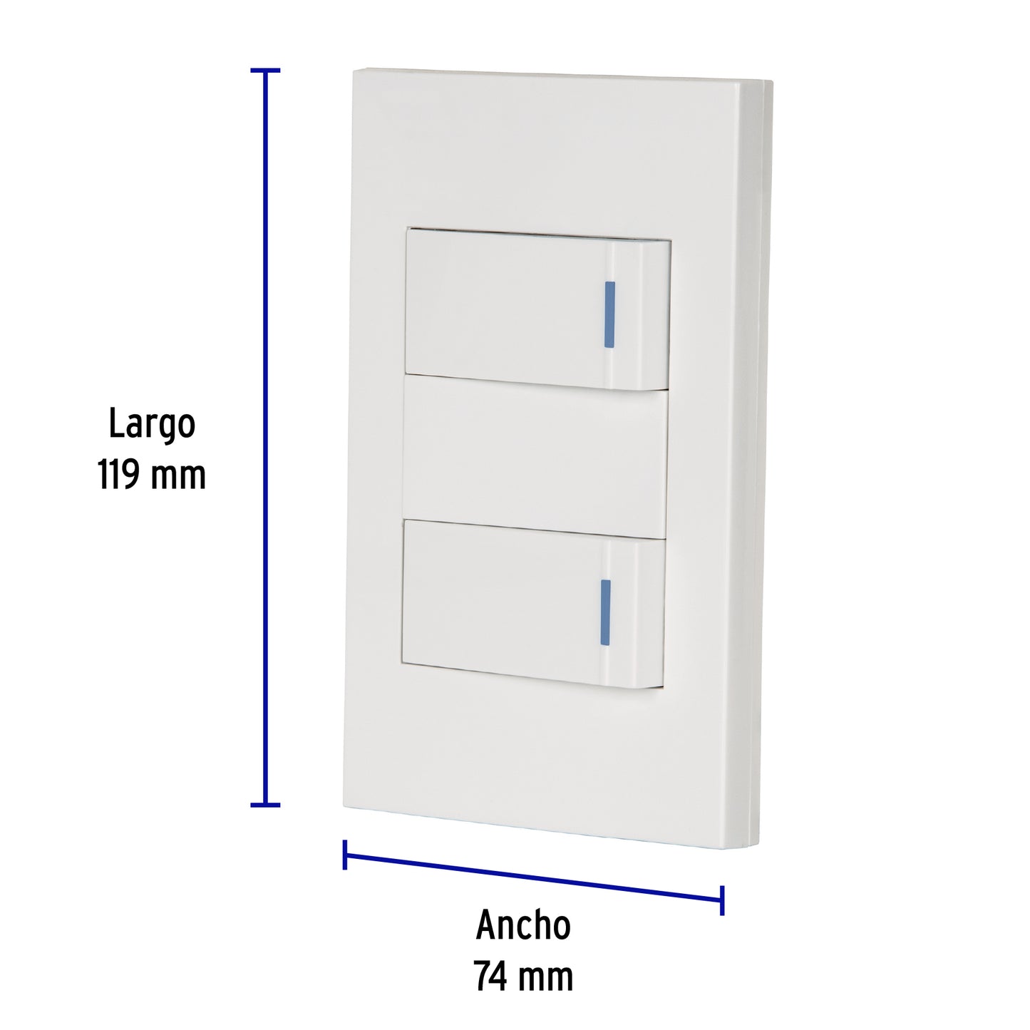 Placa Armada 1 Interruptor, 1 de 3 vías Española, Blanco