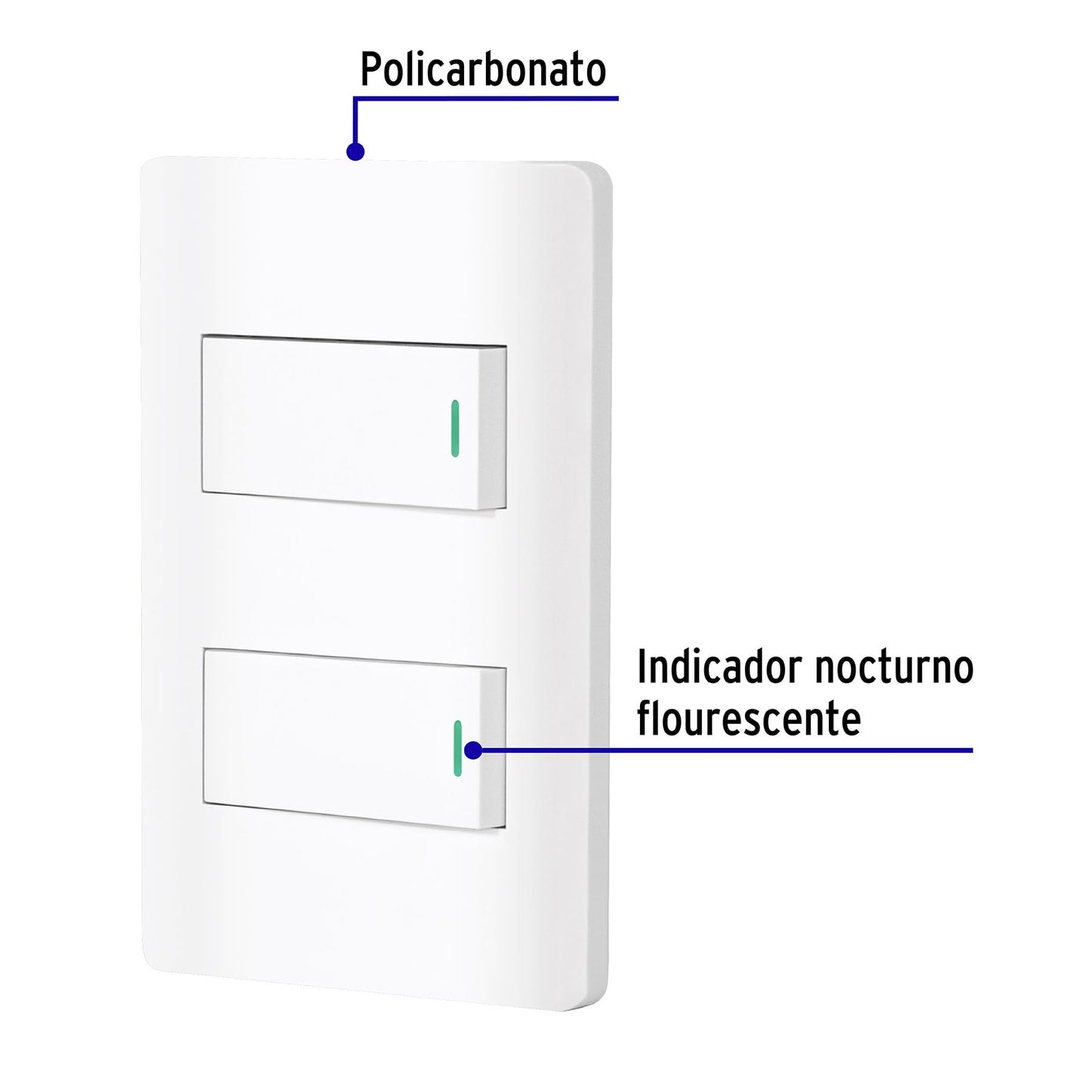 Placa Armada Blanca Con 2 Interruptores 1 Módulo, Lisboa