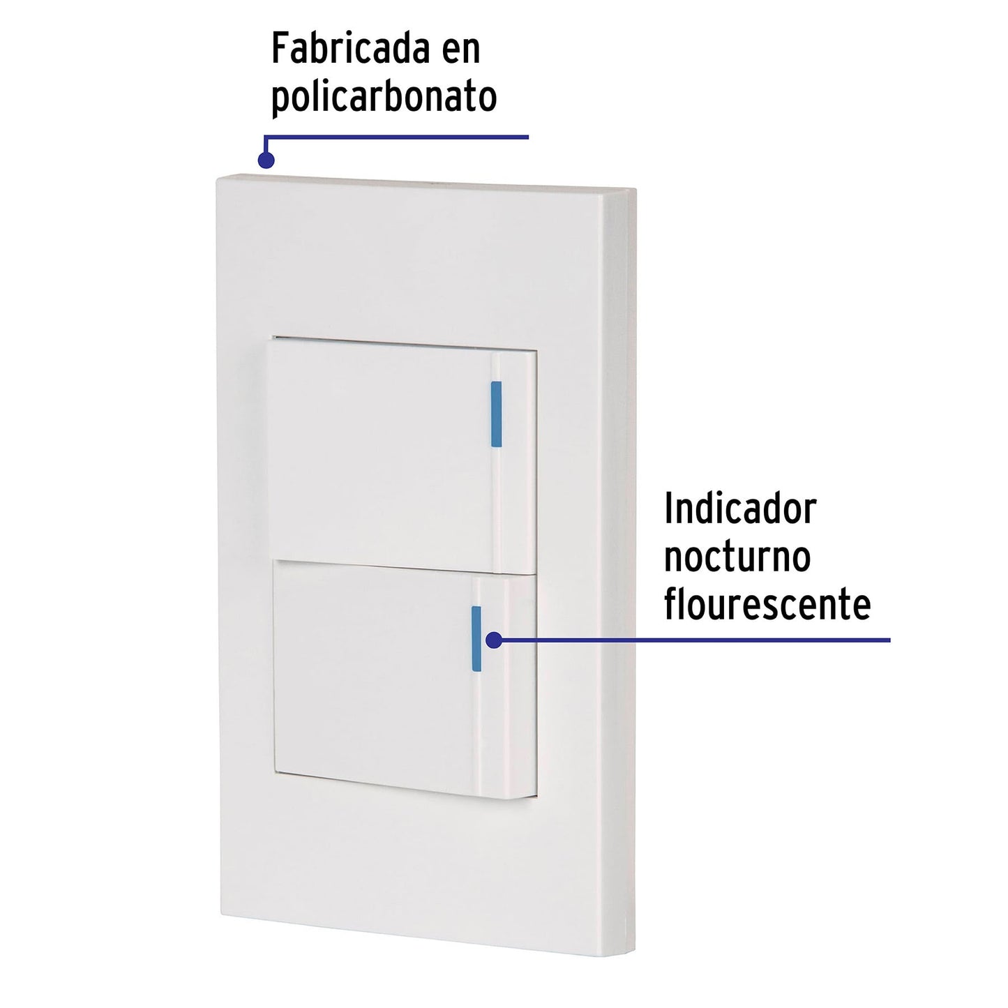 Placa Armada 1 interruptor y 1 de 3 vías, 1.5mod, Española Blanco