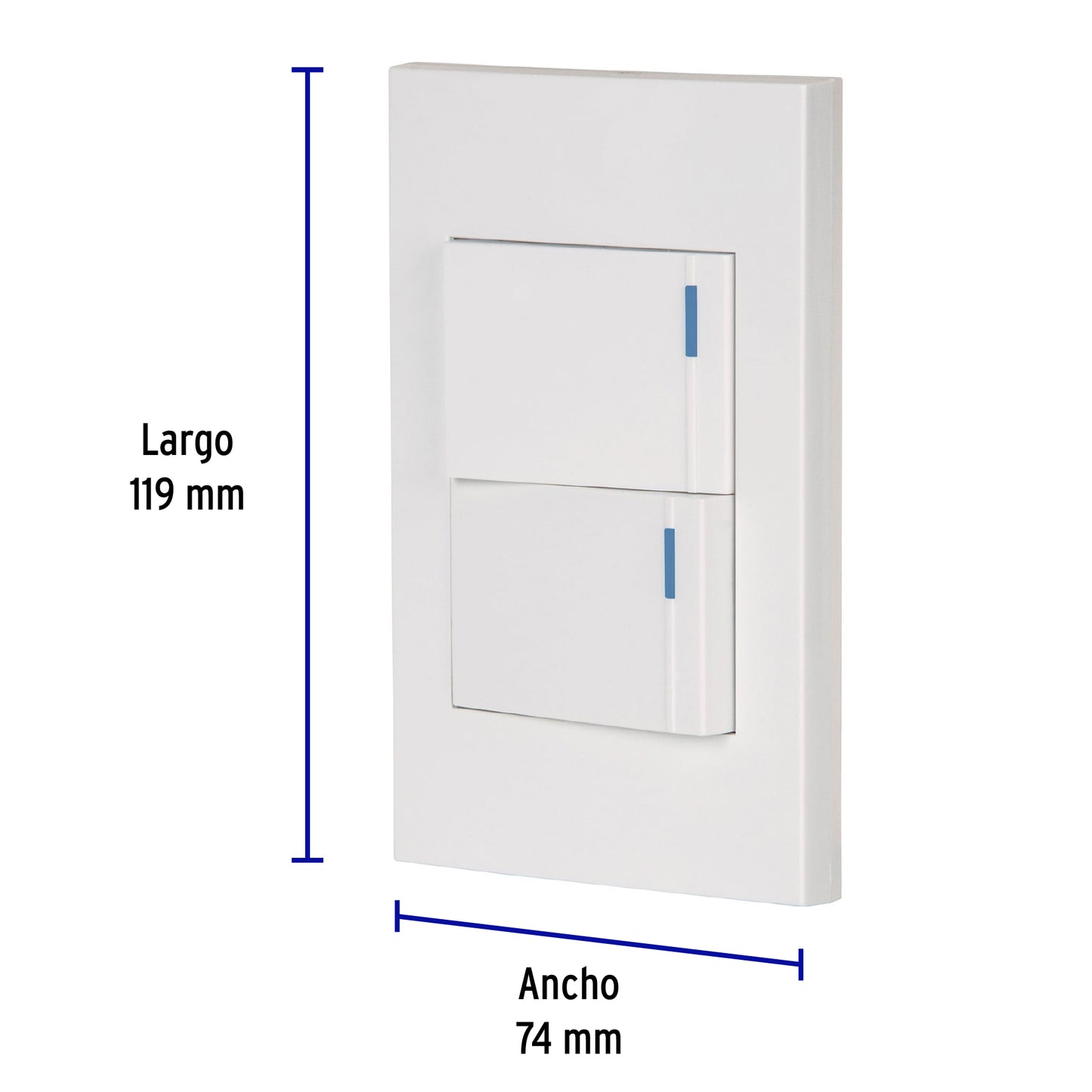 Placa Armada 1 interruptor y 1 de 3 vías, 1.5mod, Española Blanco
