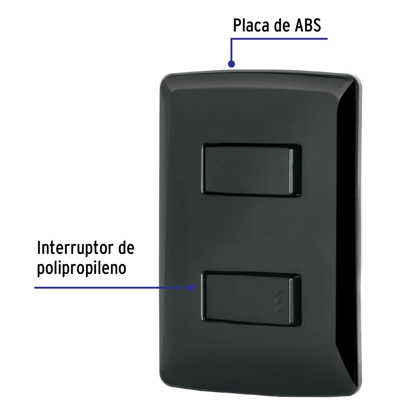 Placa Armada 1 Interruptor Escalera, Negro, Línea Italiana
