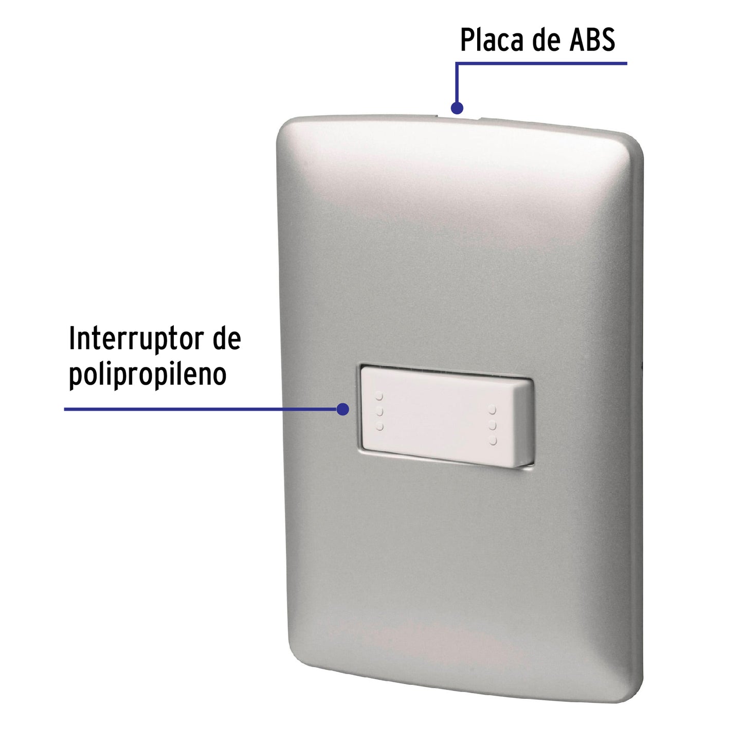 Placa Armada 1 Interruptor Escalera Plata, Línea Italiana
