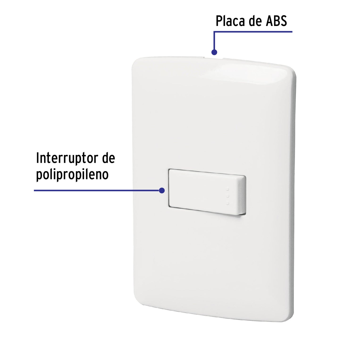 Placa Armada 1 Interruptor Sencillo, Blanco, Línea Italiana