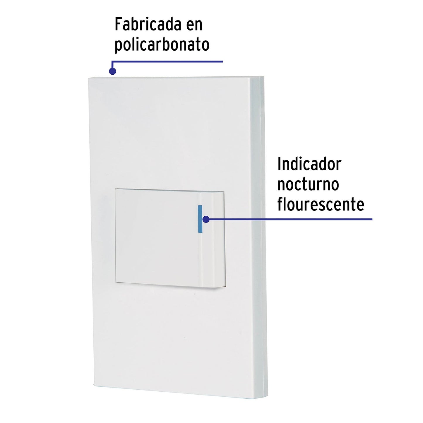 Placa Armada 1 Interruptor, 1.5 Módulos, Española, Blanco