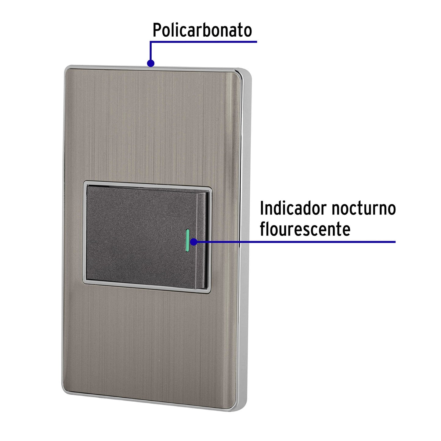 Placa Armada Acero Inox 1 Interruptor 1.5 Módulos, Lisboa