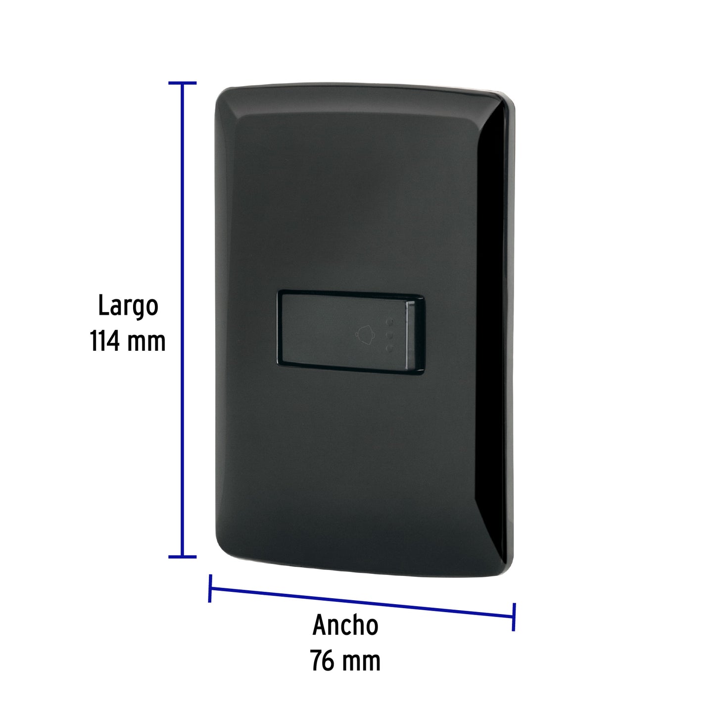 Placa Armada Con Timbre, Negro, Línea Italiana, Volteck