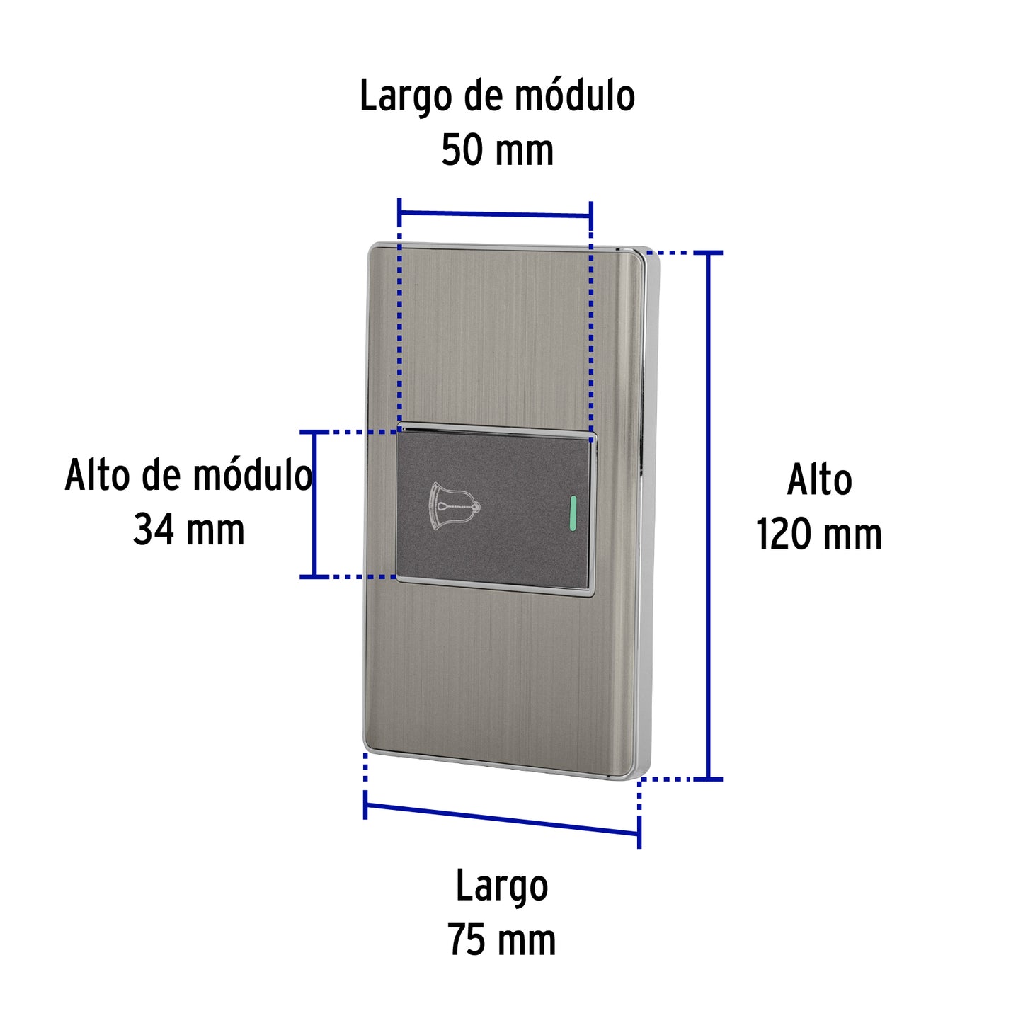 Placa armada acero 1 interruptor de timbre 1.5 mód, Lisboa