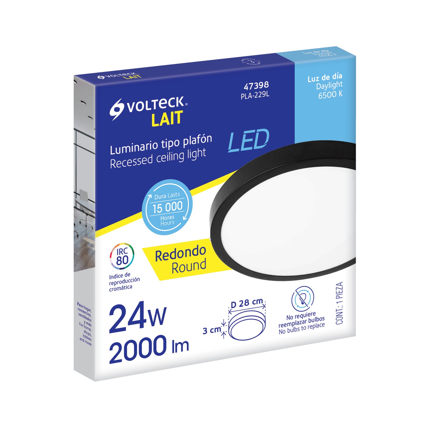 LUMINARIO REDONDO TIPO PLAFÓN DE LED, 24 W