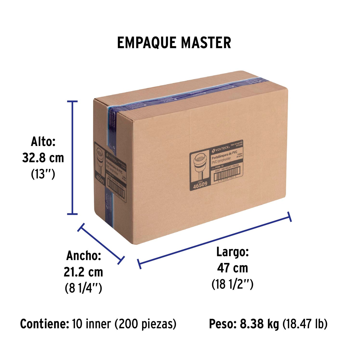 Portalámpara de PVC para intemperie, Volteck