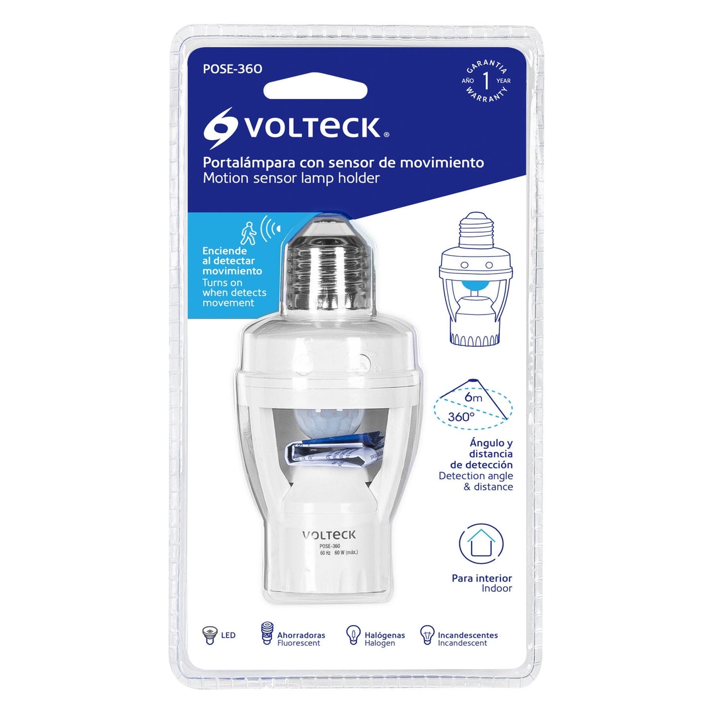 Portalampara con sensor de movimiento de 360° VOLTECK