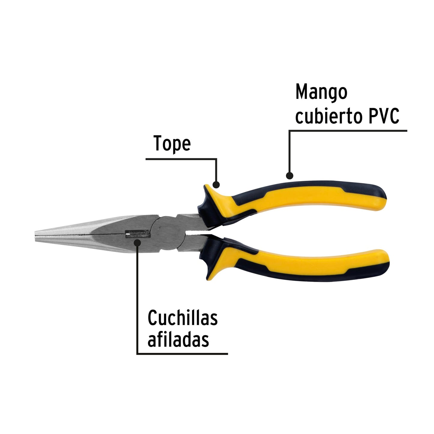 Pinza de punta y corte de 7" Mango comfort grip PRETUL